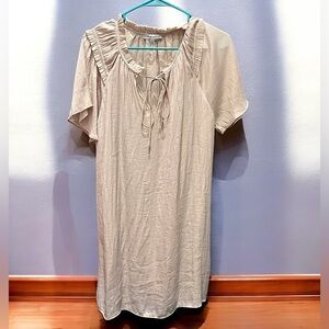 Naked Zebra Cream Short Sleeve Dress SUPER SOFT size LARGE loose fit